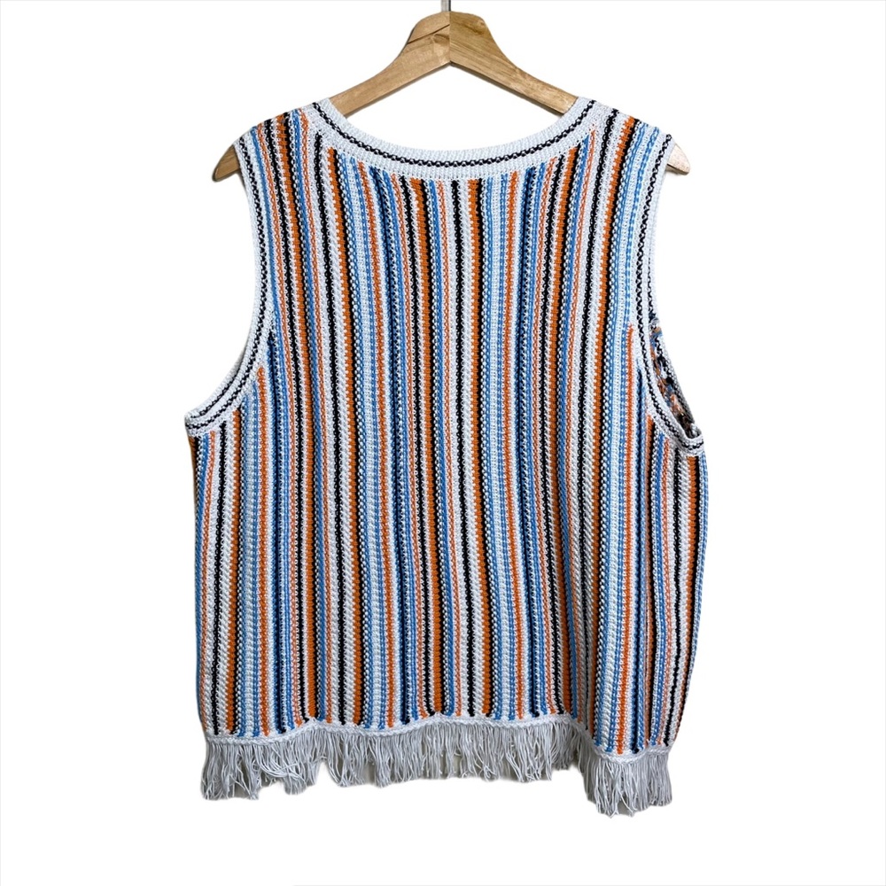 Lou & Grey Loft Stripe Fringed vest - Picture 2 of 7
